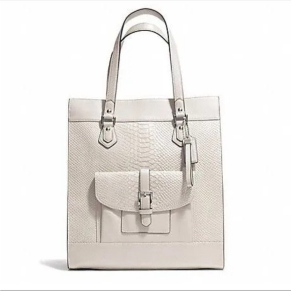 Coach Handbags - White Coach purse with snakeskin like detail